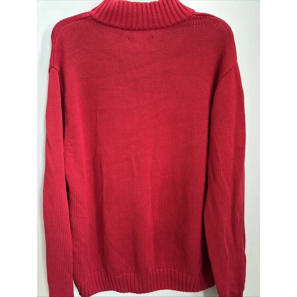 Vintage Chaps Red 1/4 Zip Pullover Y2K 90s Retro Holiday Designer Sweater SzL - Picture 4 of 4